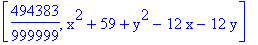 [494383/999999, x^2+59+y^2-12*x-12*y]
